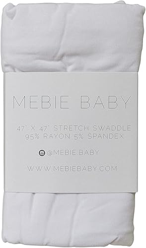 Vista 12 de Mebie Baby Manta elástica de carbón, moderna y neutra para bebé, manta suave para bebé, manta para recién nacido, 0-3 meses, envoltura cómoda, Gris