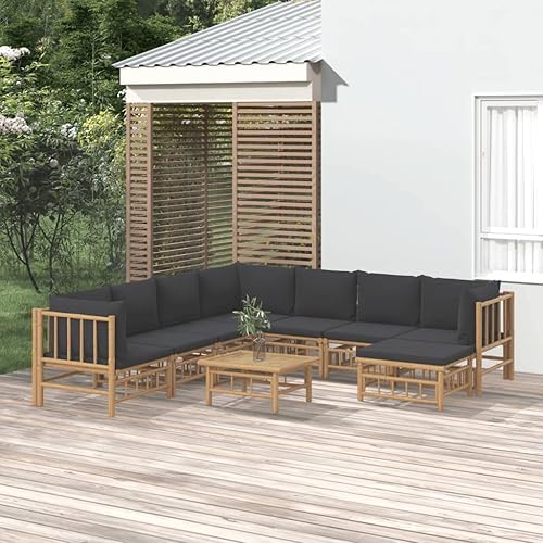 Miniatura 44 de 5 Piece Bamboo Garden Lounge Set Outdoor Patio Furniture with Beige Cushions, Natural Bamboo Rectangular Seating Set for Backyard, Porch, and