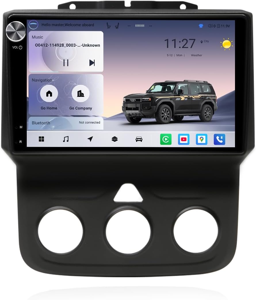 8+128GB Android Car Radio for Dodge RAM 1500 2500 3500 (Manual AC), Wireless CarPlay/Android Auto, Android 12, 8-Core CPU, 9" QLED Touchscreen 1280×720P, 5G WiFi Ready, Bluetooth 5.0