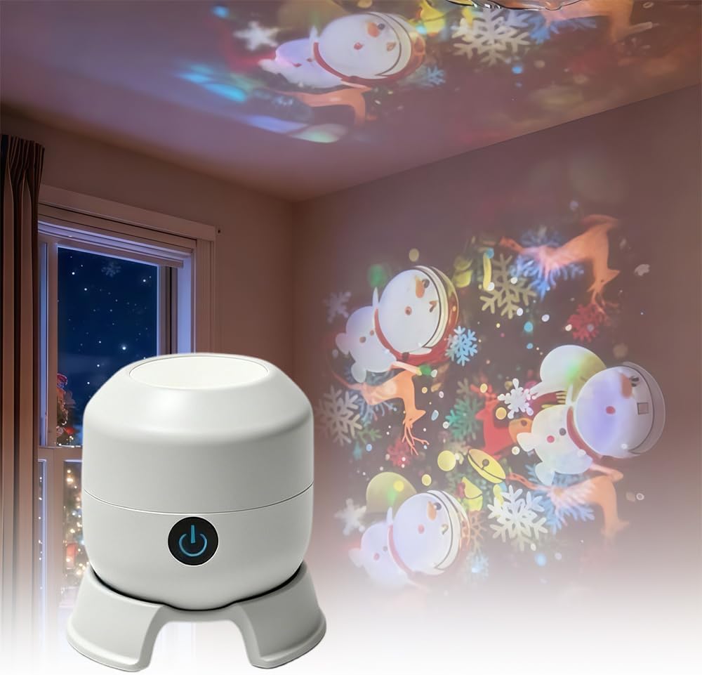Kdely Dynamic Rotating LED Projector Light,USB Rechargeable 3D Wave Light Effect(Christmas)