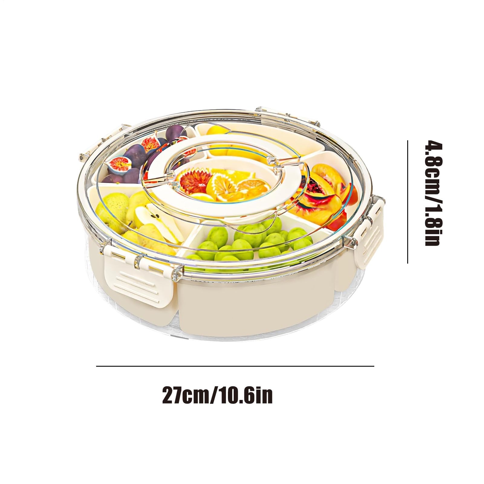 Boîtes à goûter divisées – Boîte de préparation des repas avec couvercle et poignée, plateau hermétique réutilisable pour bonbons, légumes, charcuterie, condiments et plus encore, parfaites pour les