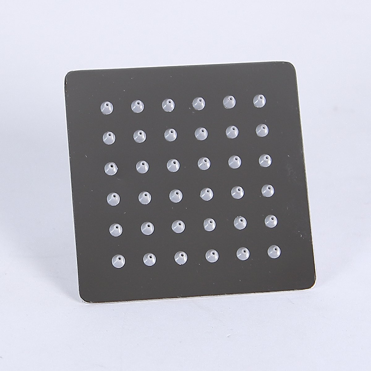 Doccia a pioggia rettangolare, 10 x 10 cm, con 36 ugelli anticalcare, acciaio inox cromato lucido, 1 regolazione, soffione doccia (doccia 022 angolare)