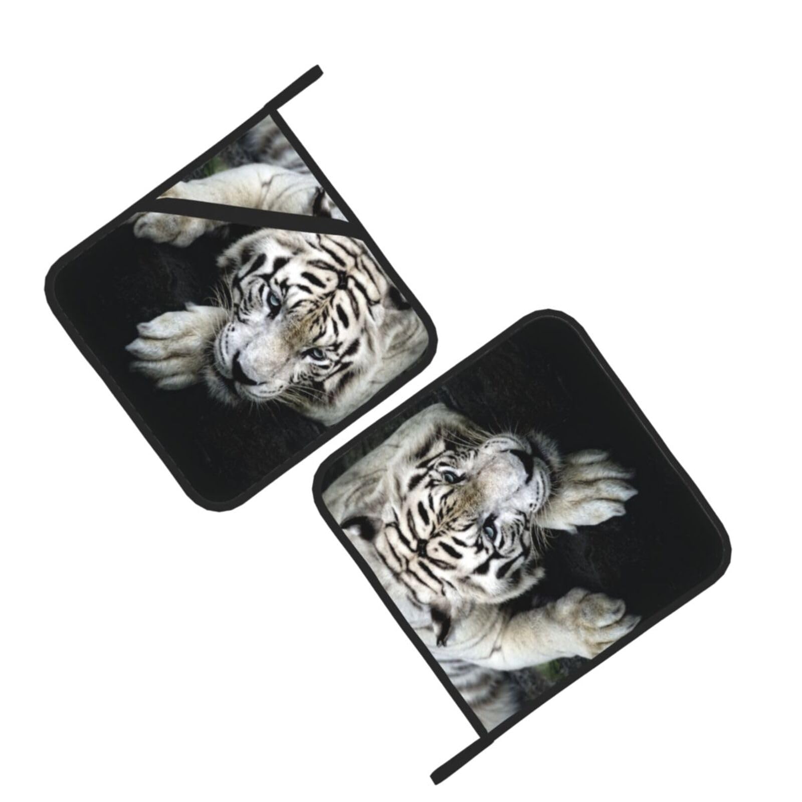 Tiger Lie On Rock Printed Oven Pot Holders Set of 2 Pcs Heat Resistant Kitchen Microwave Potholders for Cooking Baking Grilling