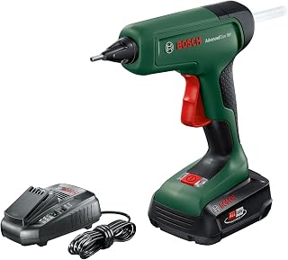 Bosch 18V Cordless Hot Glue Gun With 2.5Ah Battery and Fast Charger, 4 x Glue Sticks; Heat-Up in 90 sec., Dual-Temp Mode 130°C - 200°C, for DIY, Repair and More (AdvancedGlue 18V)