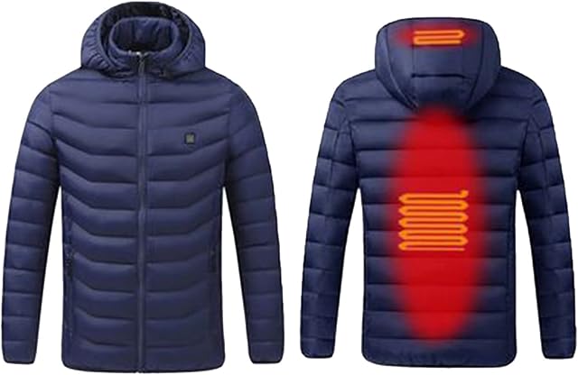 Caxndycing Unisex Electric USB Heated Jacket with 2 Heating Zones, 3 Adjustable Heat Levels, Waterproof Heating Jacket, Electric Heated Vest for Outdoor Travel Sports Leisure Outdoor Skiing