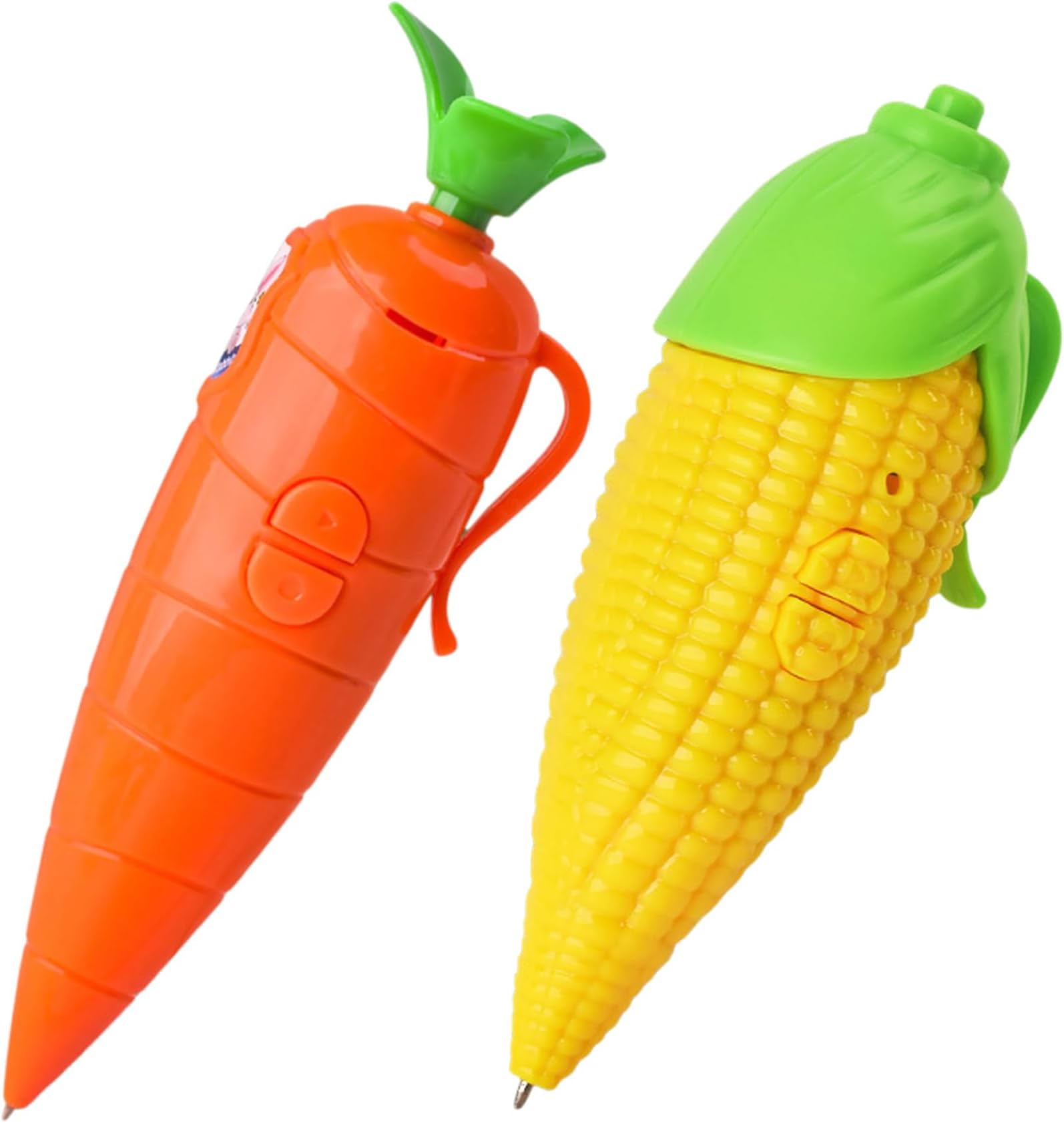 2PCS Carrot Pen 2-in-1 60-Second Voice Recorder and Ballpoint Pens Plastic Corn ＆ Carrot Recorder Pen with Clip for Kids, Students, Teachers.