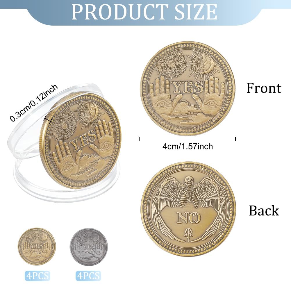WEBEEDY 8PCS Yes No Challenge Coin Decision Maker Coin Lucky Medallion Souvenir Divination Flip Coin, 2 colori