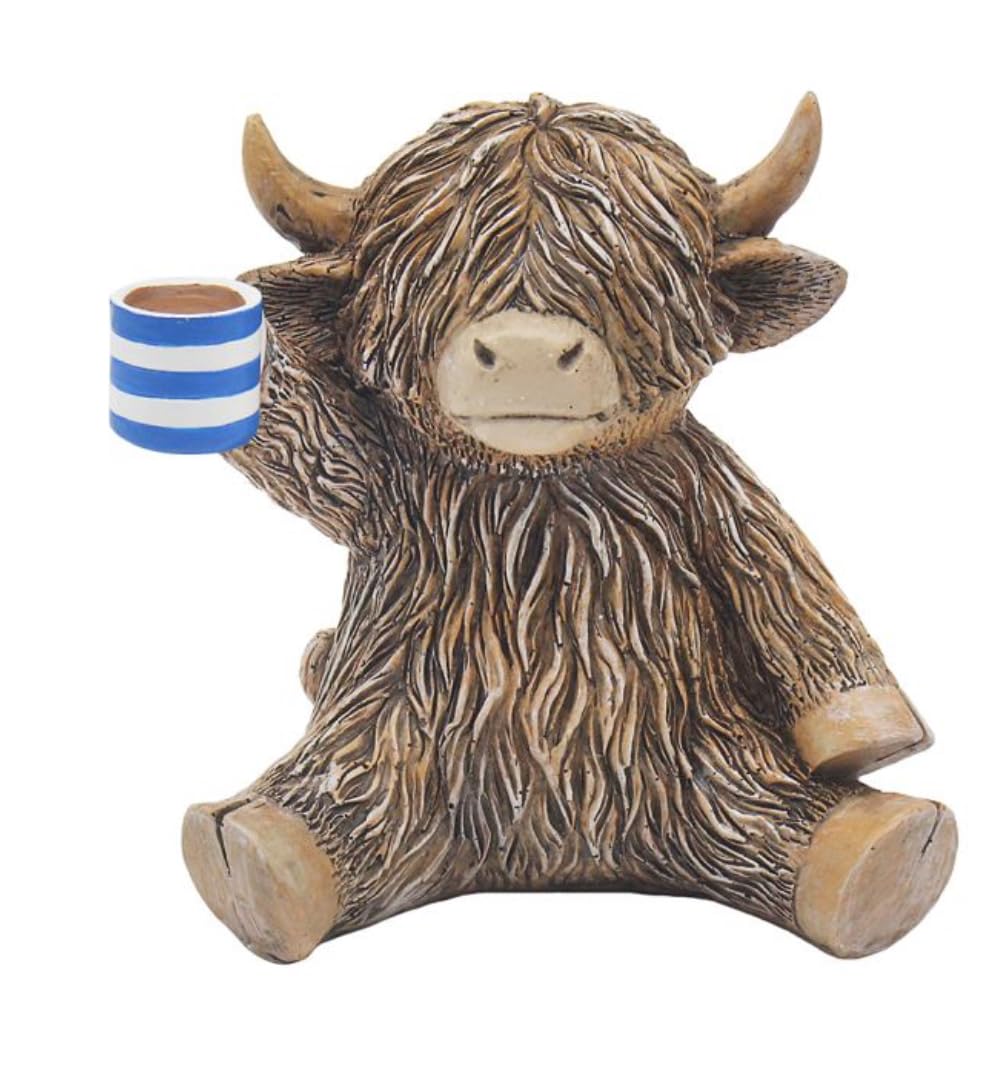 Vache des Highlands statuette résine décoration rustique fantaisiste