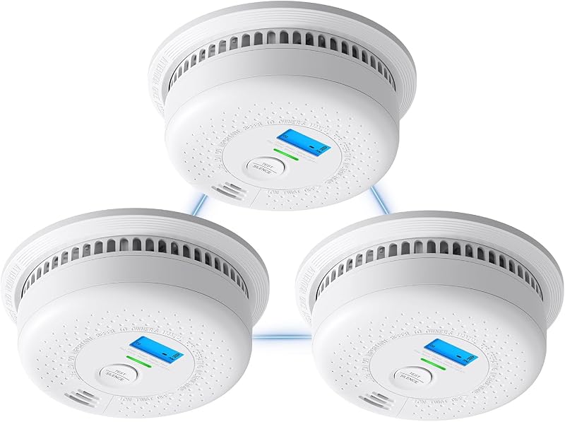 Wireless Interconnected Combination Smoke & CO Alarm, 3-Pack | 10-Year Sealed Battery, UL 217 & UL 2034 Certified