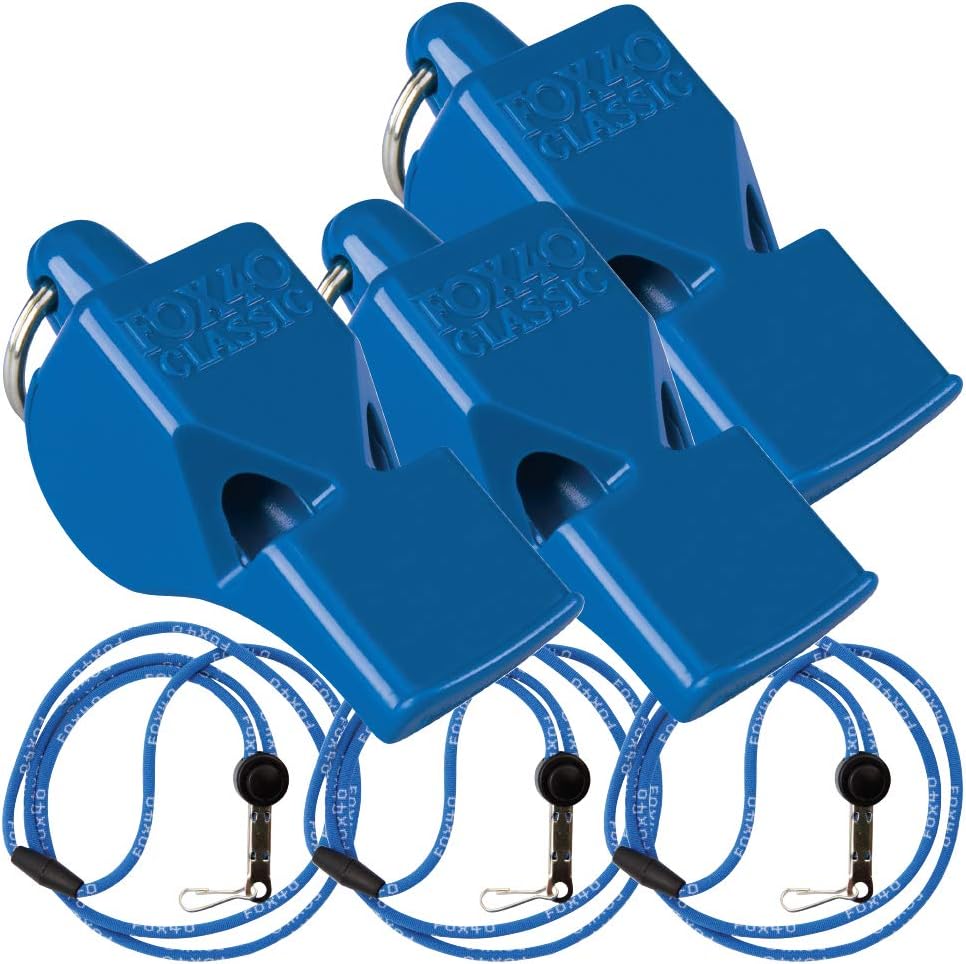 Fox 40 Classic Whistles with Breakaway Lanyards - 3 Pack | 115dB Pealess for Refs, Coaches, Rescue Pros