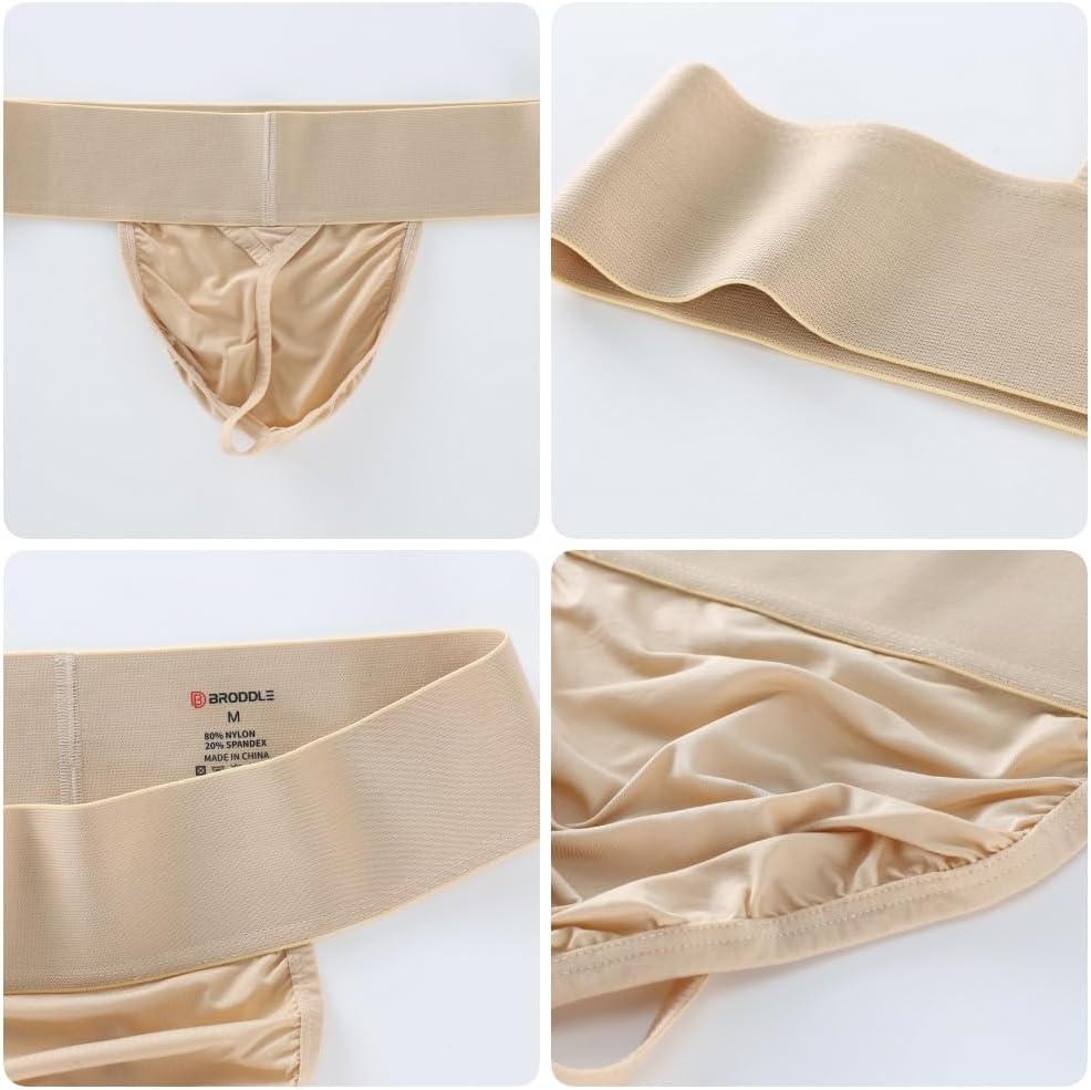 BRODDLE Men's Nylon Thong Underwear Thick Band G-String Low Rise T-Back Bulge Pouch Workout for Men - Image 5