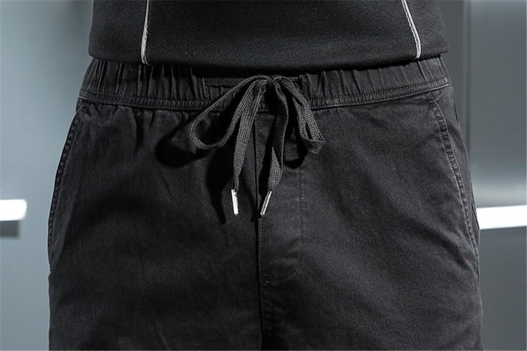 Vogrtcc Pantalones Cargo Sueltos Tácticos para Hombre, Pantalones Holgados con Cordón Y Bolsillos Grandes Elásticos De Algodón