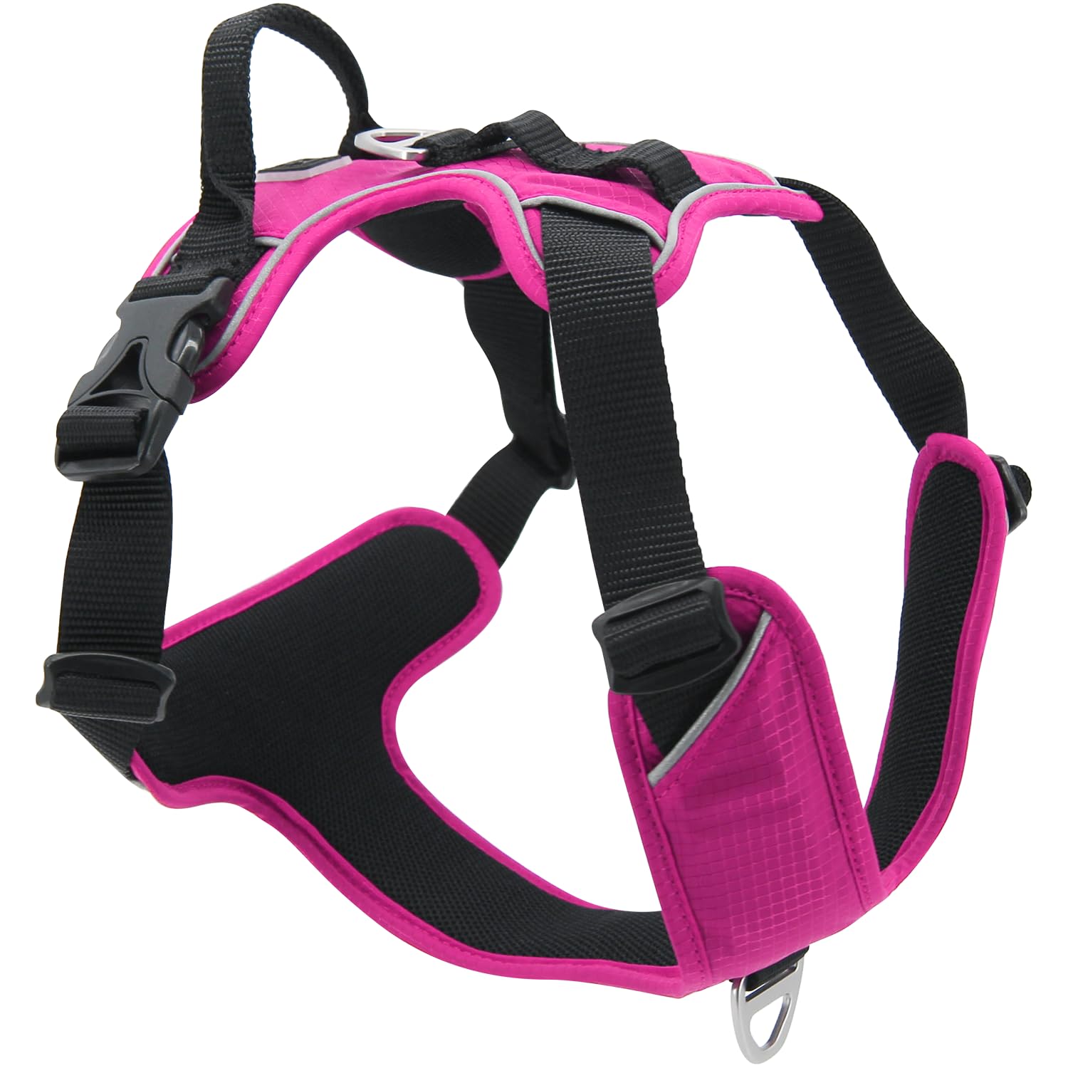 JACK AND VANILLA, Comfortable and Adjustable Dog Harness, Modern Fuchsia Design, Practical Clips for Quick Dressing, Durable and Resistant, Size XL, Fuchsia