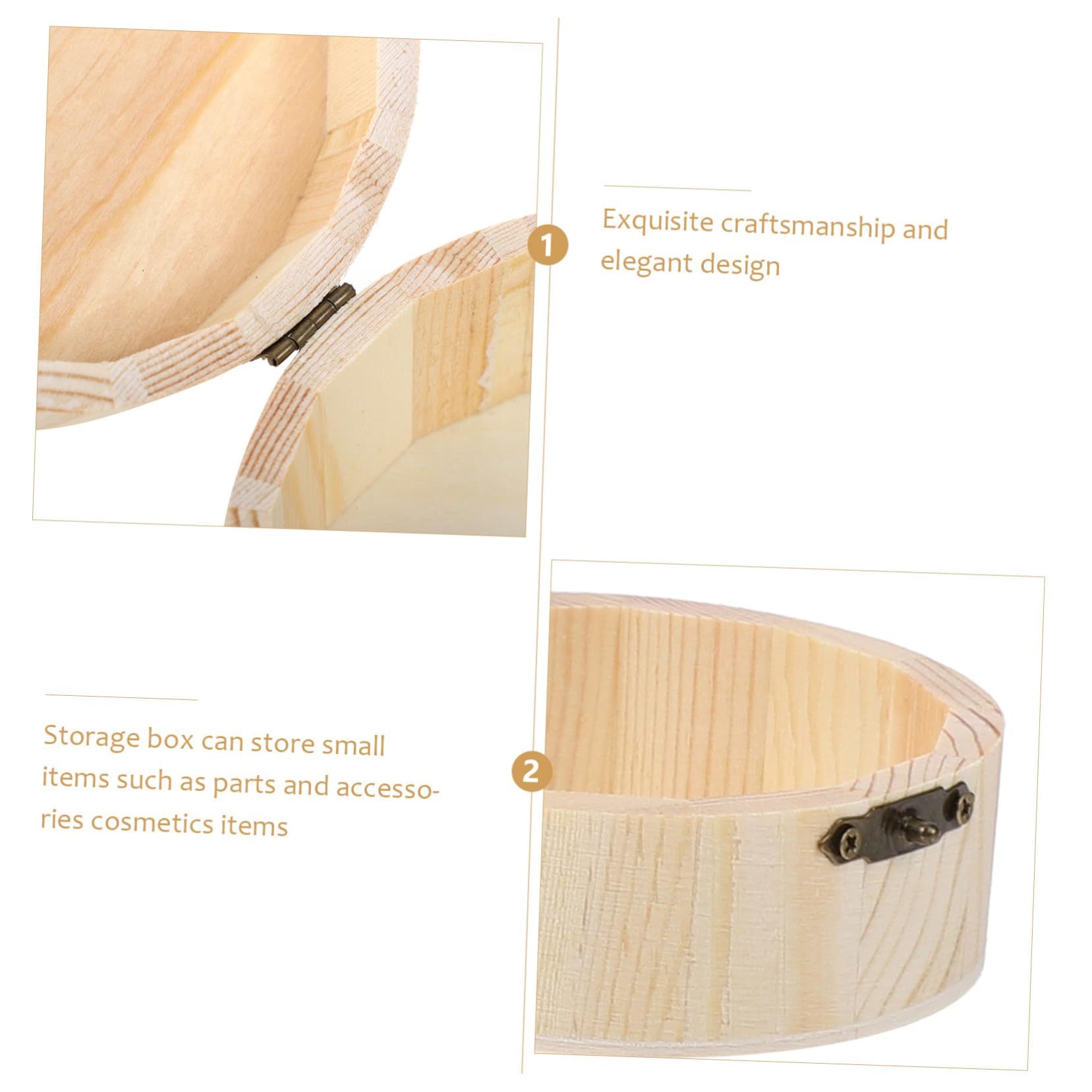 Scatola Portaoggetti in Legno Rotonda Beige, 2 Pezzi per Ragazzo Ragazza