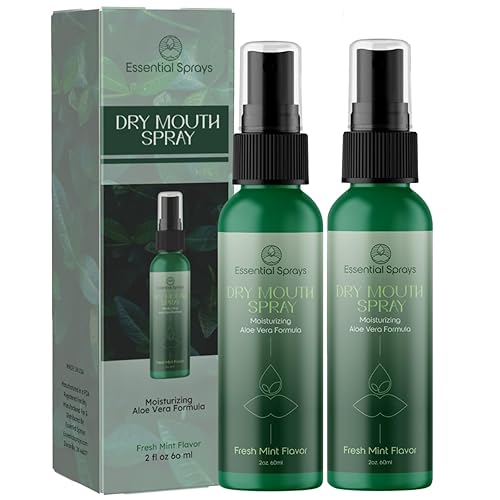 Spray bucal seco (paquete de 2) Fórmula hidratante de aloe vera, sabor a menta fresca, promueve la producción de saliva y calma la boca seca, 2