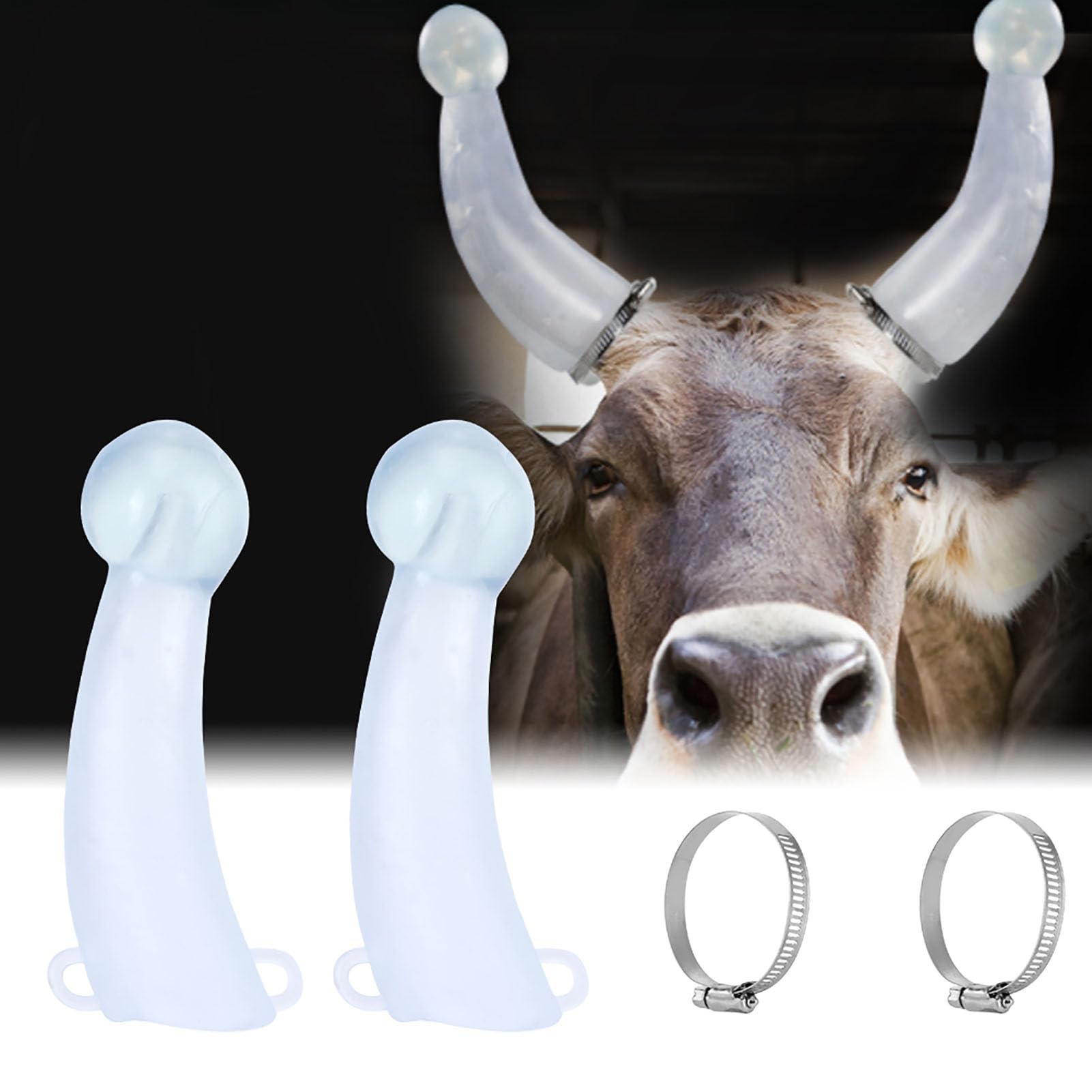 2 Pezzi di Protezione per Corno di Mucca, Coperture per Corno di Capra, Protezione Anti-Combattimento, Protezione in Silicone, Accessorio per Fattoria