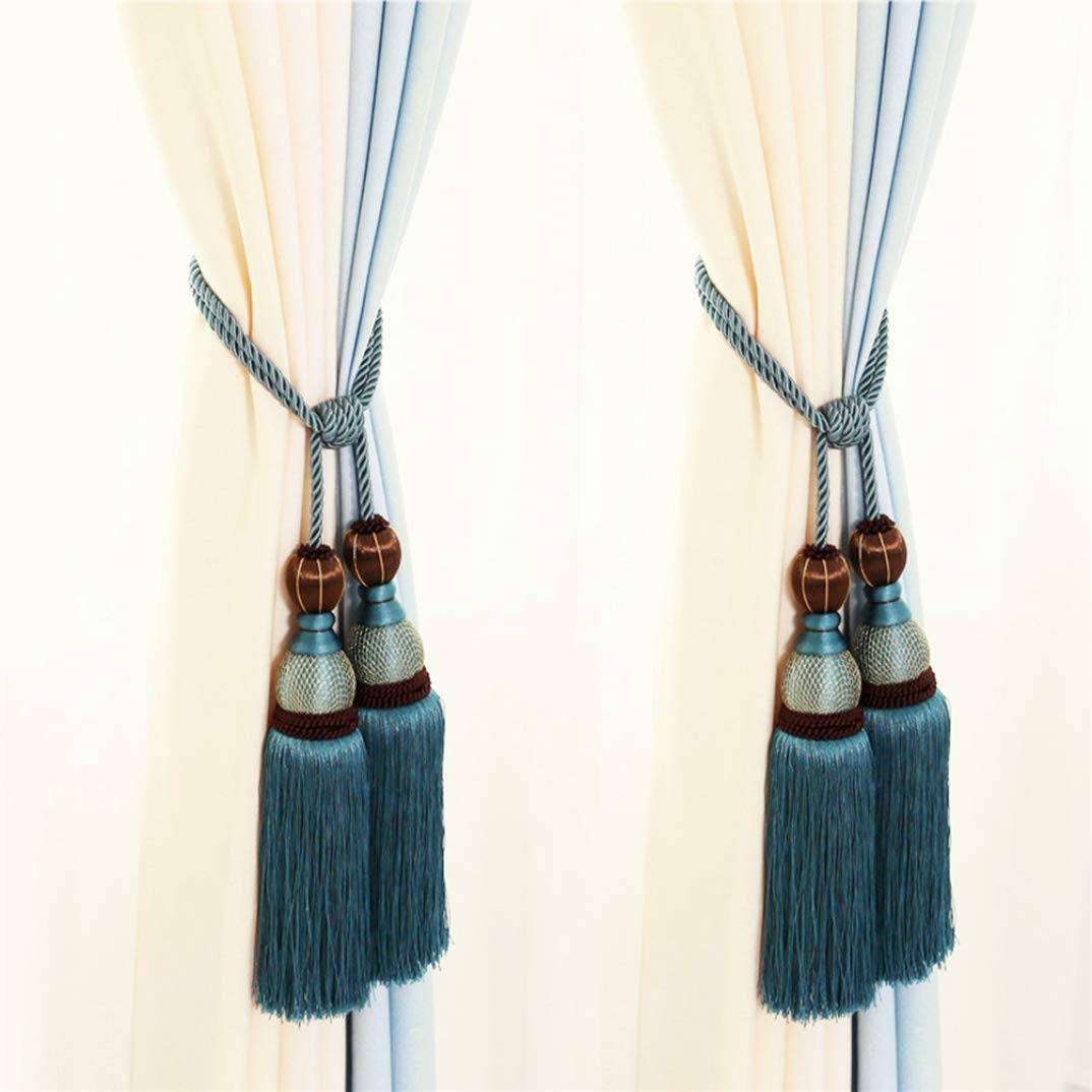 Vorhang Tassel Tiebacks, Dekoration for Vorhänge, Exquisite Raffhalter for mit Quastenfransen, for Wohnzimmer und Schlafzimmer, hängende Bälle for die Veranda, Vorhanghalterseil(Green)