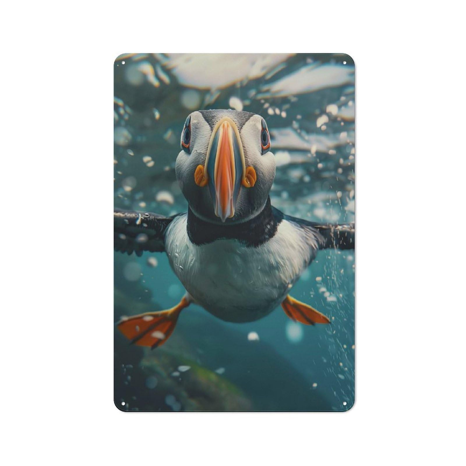 Vintage Tin Sign 30x20cm with Atlantic Puffin for Hobby Room Or Studio, for Studio Owners Refreshing A Room in Autumn