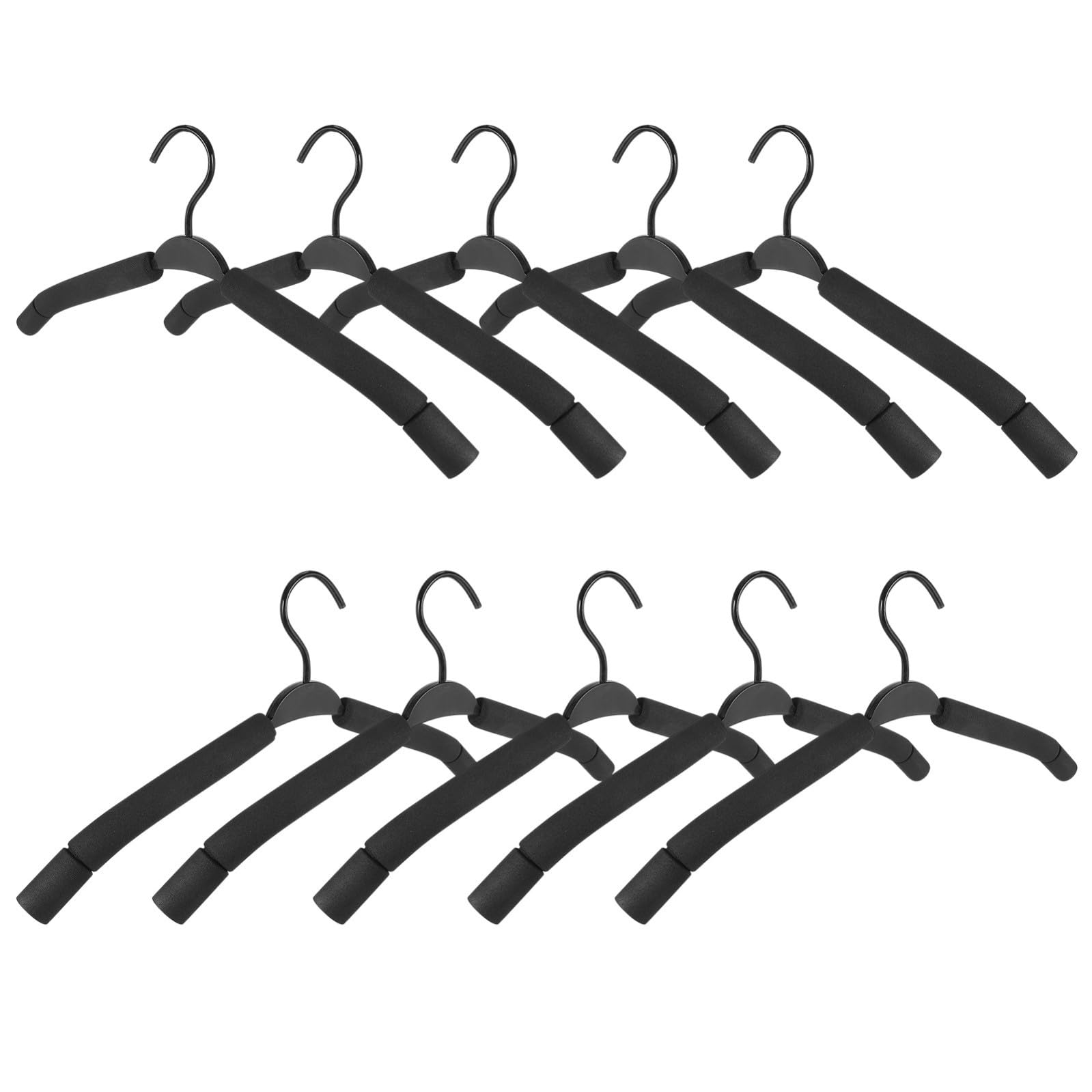 STOBAZA Set 10 Grucce per Pantaloni in Spugna Nero Multiuso per Casa Struttura in Ferro e Plastica, Salvaspazio per Armadio e Appendini Resistenti senza Bordi