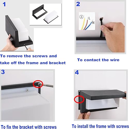 Miniatura 7 de iKenta Luces de porche al aire libre con sensor de movimiento, 18 W, 3000 K, IP65, impermeable, para pared, montaje en pared, para garaje, porche,