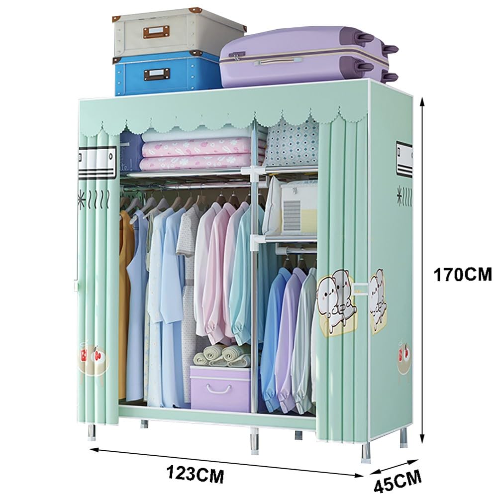 Armario portátil, Armario Plegable con Barra para Colgar, 123x45x170CM Organizador de Almacenamiento para Armario de Ropa para Dormitorio, Armario de Lona de Tela Resistente y Duradera