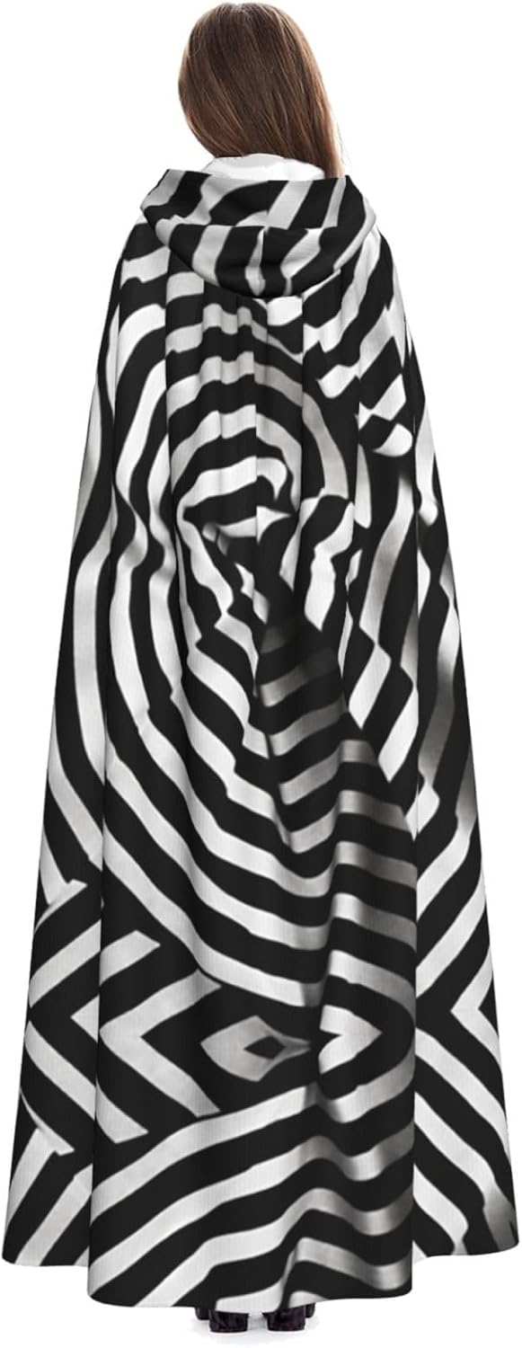 Black and white striped folding Unique Darkness Poncho Shawl - Customizable Wearable Blanket for Women, Perfect Halloween Costume Accessory, Knight, Akatsuki, and More