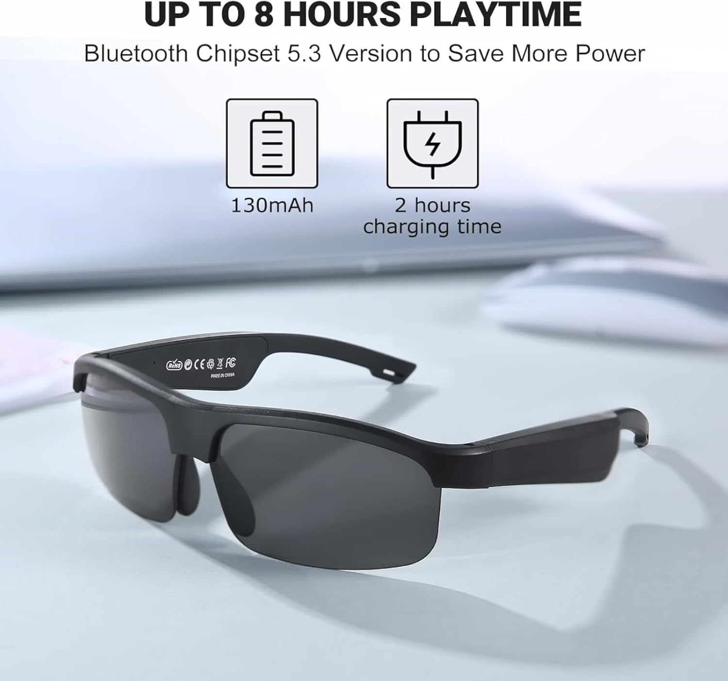 Smart Glasses, Polarized Bluetooth Sunglasses with Built-in Mic & Speakers, Open Ear, Voice Assistant, UV Protection (LV-M6 Pro) - Image 3