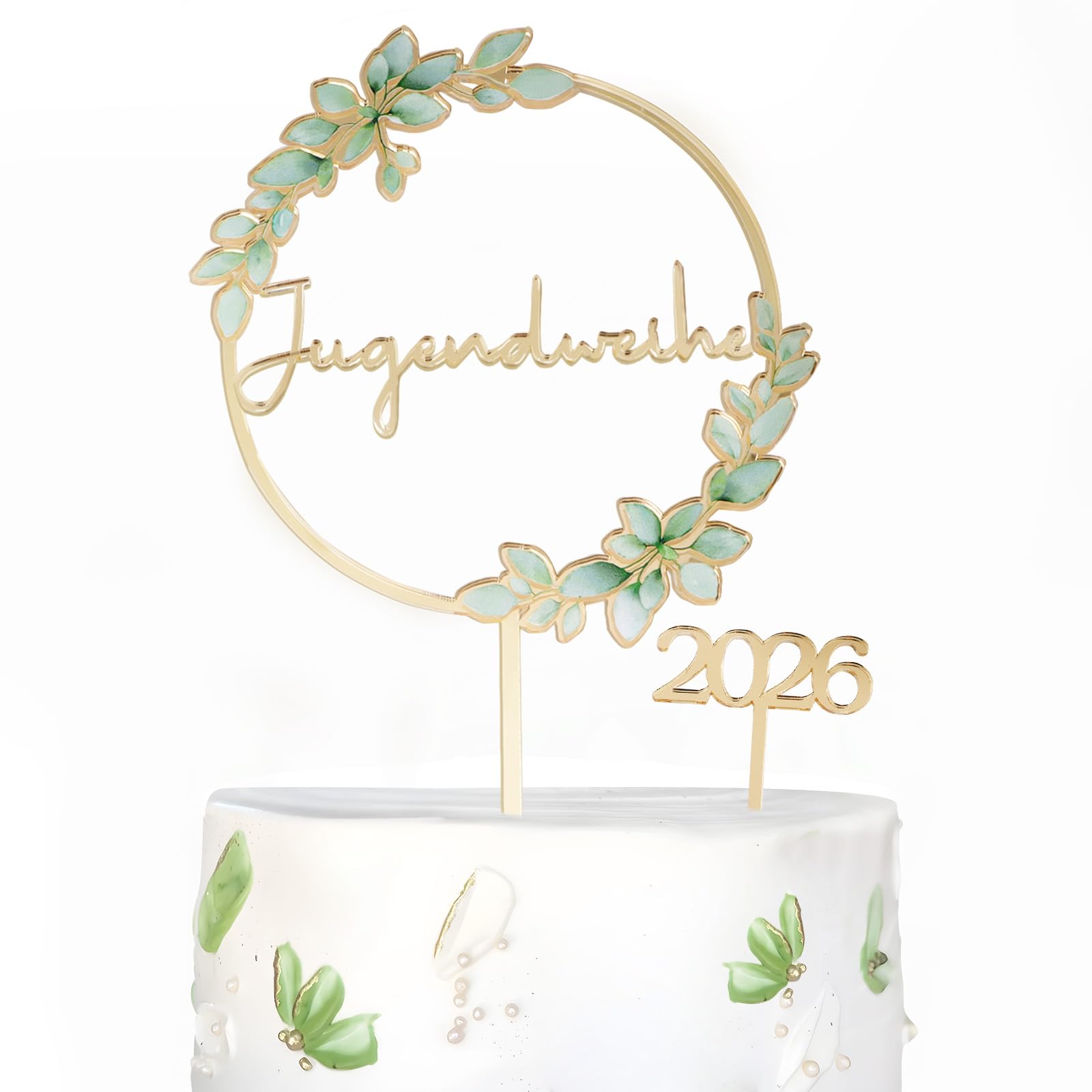 COMOOKA Tortenstecker Jugendweihe Deko Junge & Mädchen - Tortendeko Jugendweihe 2026 Cake Topper aus Acryl mit Eukalyptus Design - Originelle Kuchen Deko für Jugendliche