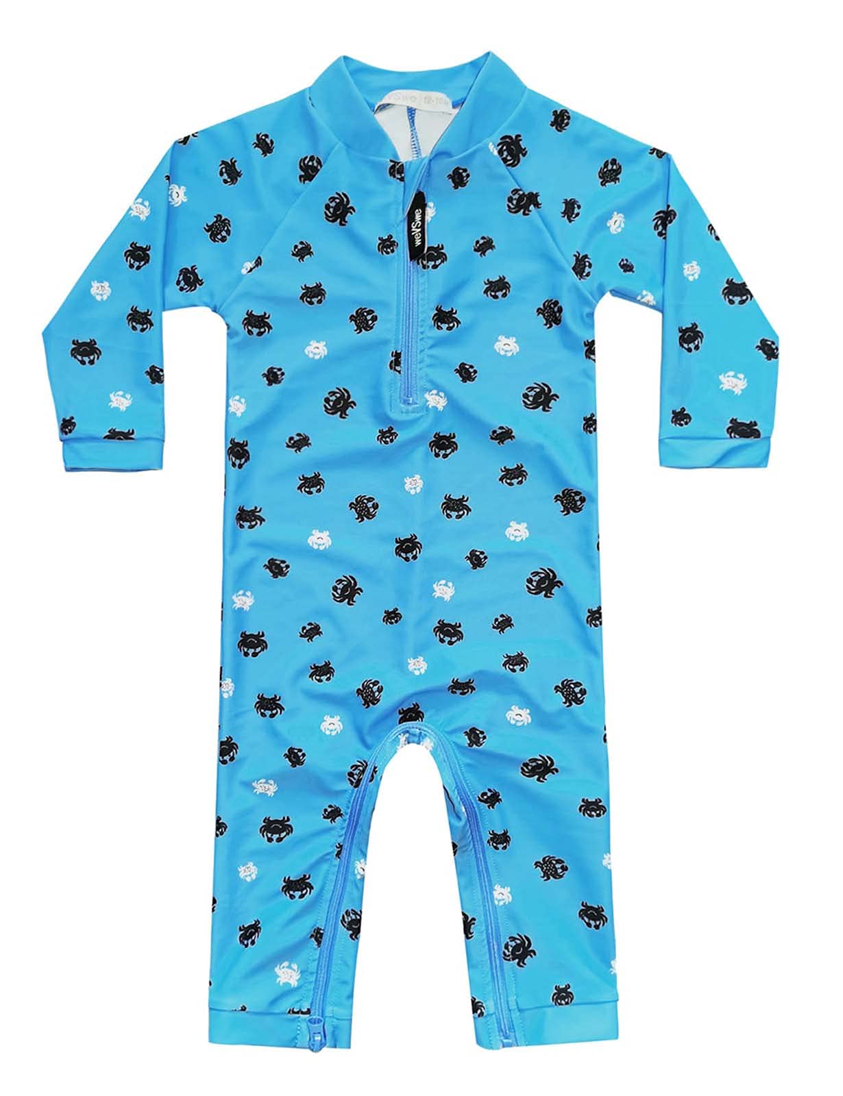 weVSwe Baby Toddler Boy Swimsuit Long Sleeve Baby Swimwear UPF 50+ Sun Protection Rash Guard Swimming Costume with Crotch Zipper 0-3 Years — view 40