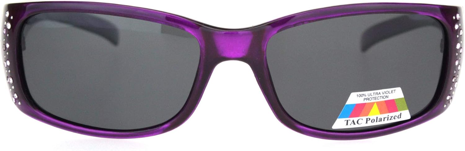 SA106 Womens Rhinestone Anti-glare Polarized Chic Narrow Rectangular Sunglasses - Image 2