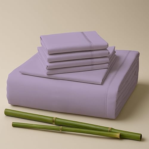 Sacred Thread Juego de sábanas de 6 piezas de rayón derivado de bambú, vegano, refrescante y orgánico para el hogar y los hoteles, más 50 colores