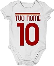 Body Bimbo Bimba Neonato Pigiama - tifoso giallorosso PERSONALIZZABILE CON NOME E NUMERO - Humor Divertenti Infanzia Nascita Neonato Made in Italy