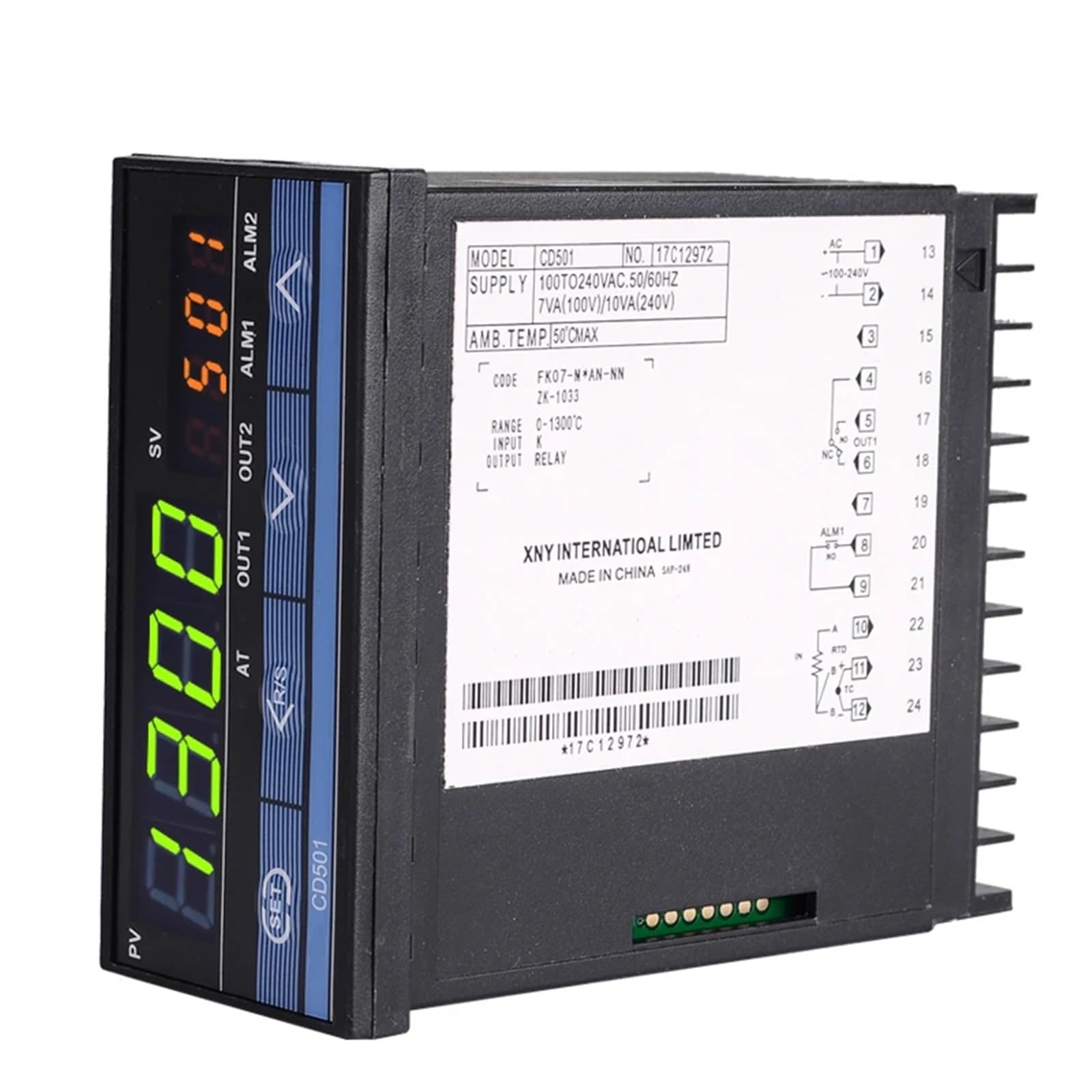CD501 Cyfrowy regulator temperatury PID 96x48mm, czujnik sygnału wejściowego termopara K, wyjście przekaźnikowe
