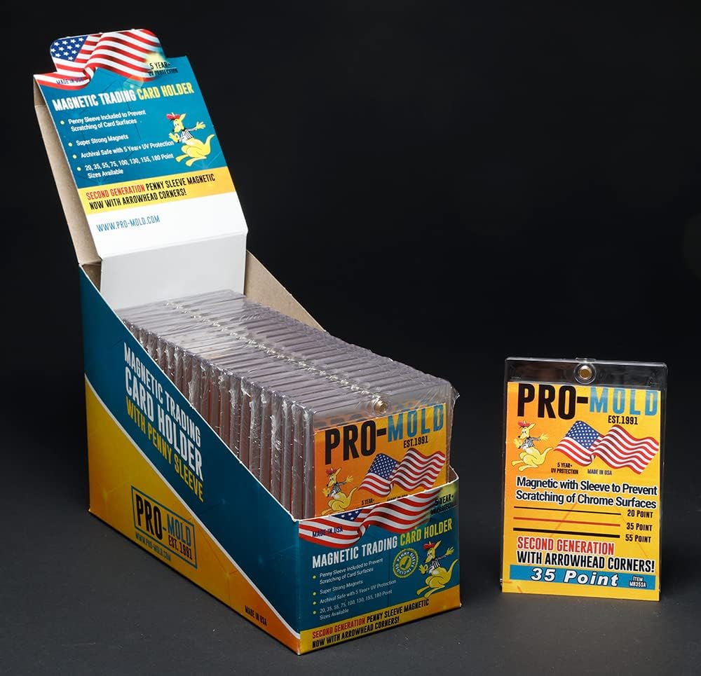 Box(25) Pro-Mold 35 pt Magnetic One-Touch Card Holders Holds Sleeved Card 2nd Gen MH35SA