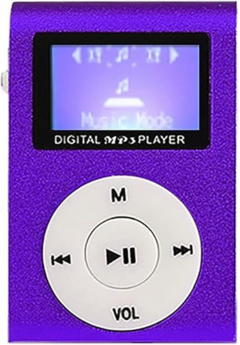 areclern Mini reproductor de MP3 pantalla LCD reproductor de música tarjeta TF clip de metal reproductor multimedia portátil USB para correr color