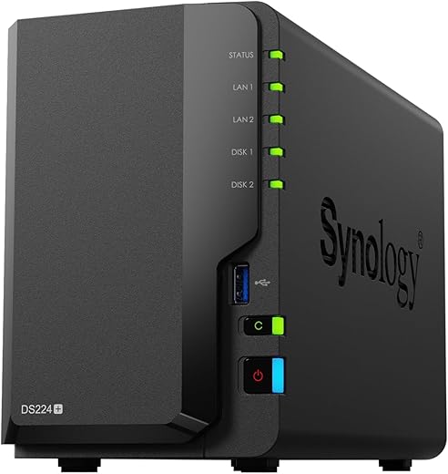 Synology DiskStation DS224+ Network Attached Storage Drive (Black)