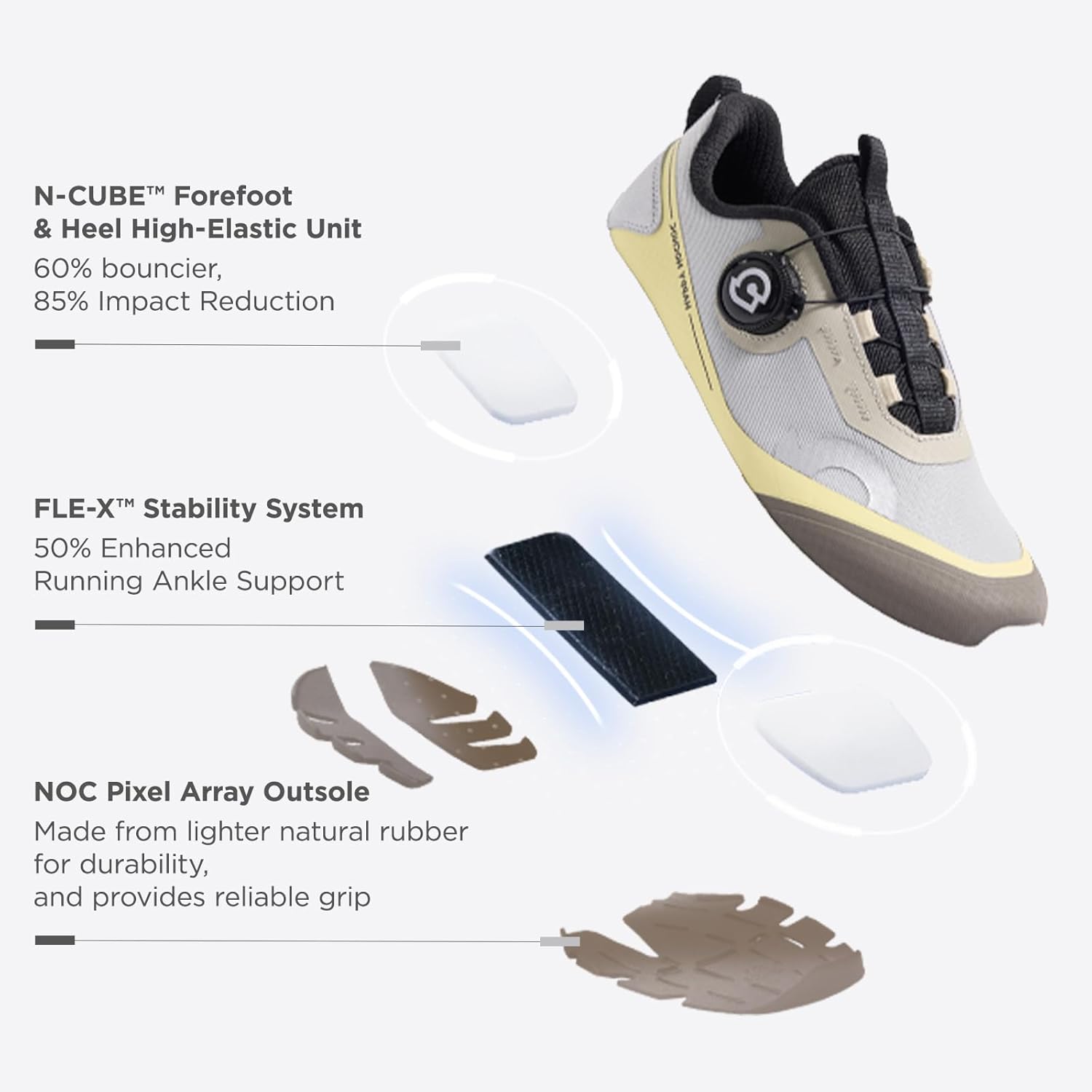 HAPPY NOCNOC All‑MAX Kids Shoes, Boys Girls 3‑Layer Durable Breathable Mesh Running Sneakers, High‑Rebound Cushion Athletic Casual Shoes for Sports & School