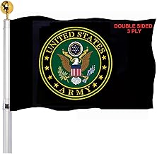 US Army Military Crest Emblem Flags 3x5 Outdoor Double Sided- Black Army Force Flags Heavy Duty 3 Ply Polyester for Outside Outdoor
