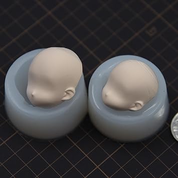 2 Pcs Doll Face Silicone Clay Mold 3D Doll Face Head Clay Mold Miniature Polymer Clay Mould for BJD Doll DIY