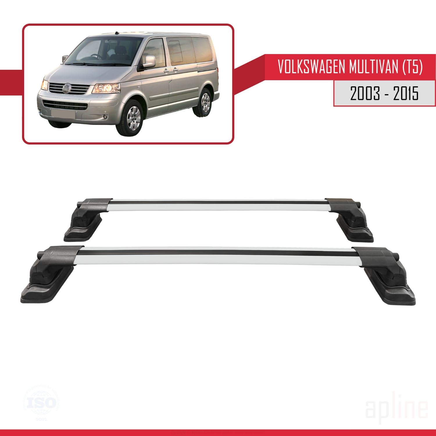 Kompatibel mit Volkswagen Multivan (T5) 2003-2015 ACE-3 Modell Relingträger Dachträger Auto Gepäckträger Grau Aluminium 2 Stangen