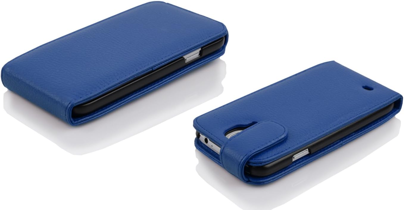 Cadorabo Case works with Samsung Galaxy S4 in NAVY BLUE - Flip Style Case made of Faux Leather with Card Slot - Wallet Etui Cover Pouch PU Leather Flip - Image 4