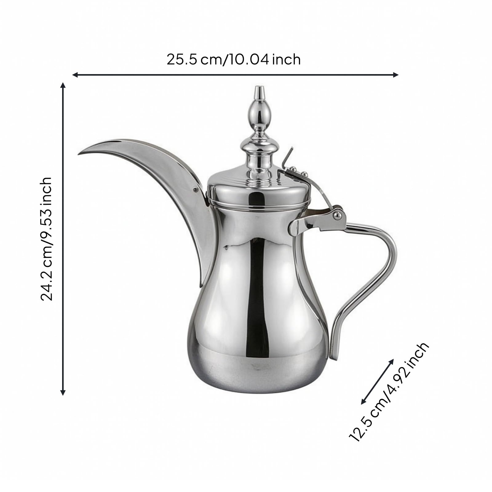 Milageto Caffettiera Mediorientale Durevole, 900 Ml, Cromato