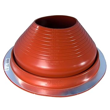 DEKTITE Round Base Metal Roofing Pipe Flashing Boot: 8 RED(DF208RE) High Temp Silicone Flexible Pipe Flashing Dektite (for OD Pipe Sizes 7