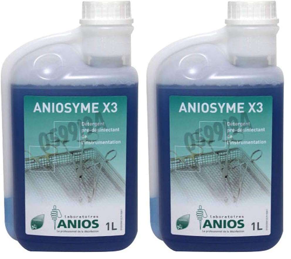Anios 2633095UG Aniosyme X3, Détergent Pré Désinfectant de l'Instrumentation, Flacon Doseur 1L (Lot de 2)