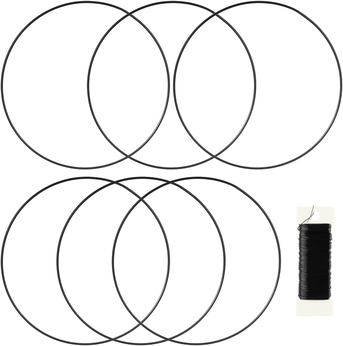 6 Pack Floral Hoop 24 Inches Large Metal Rings for Crafts Macrame Rings Hoop Wreath Dream Catcher Rings DIY Wreath Candle Rings Wreaths Craft Hoops, Black black 24 inches
