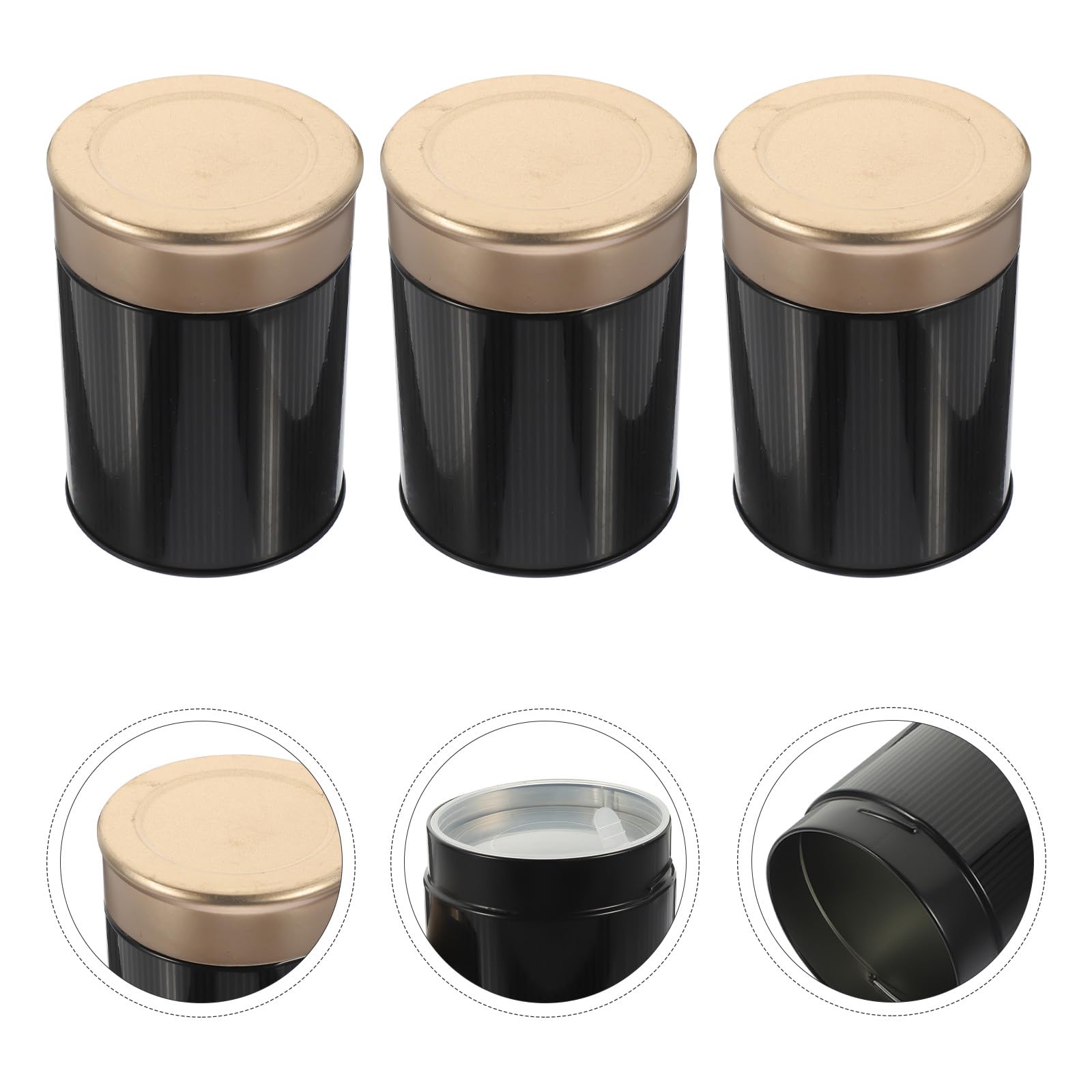 Ciieeo 6 Latas de Té de Hojalata Negras, Envases de Almacenamiento Herméticos para Té Suelto y Bolsitas, Organizadores Portátiles para Cocina y Hogar, Set de 6 Piezas