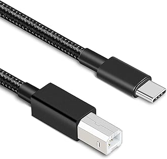 rts Type C Printer Scanner Cable (3M) Compatible with MacBook Pro/Air MIDI Cable Compatible with Yamaha Piano Keyboard, DAC, DJ Controller for iPad HP, Epson, Canon, Brother, Lexmark, Xerox, Black