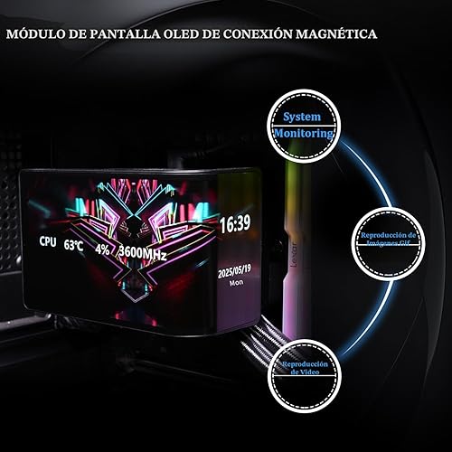 Miniatura 4 de Thermalright Wonder Vision 360 UB ARGB Enfriador de CPU AIO Negro, Radiador de 360mm, Pantalla Curva de 2K 60HZ con Resolución de 2400x1080