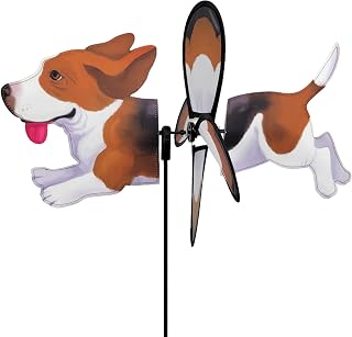 Premier Kites Petite Spinner Basset Hound – Whimsical Wind Spinner for Yard & Garden, Durable Weather-Resistant Fabric, Easy to Assemble, Outdoor Decor for Patios, Lawns, & Fairy Lovers