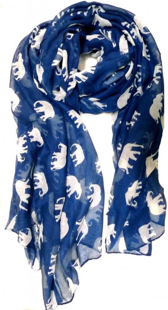 Gorgeous Blue Elephant Print Long & Soft Scarf Shawl/Wrap - Large